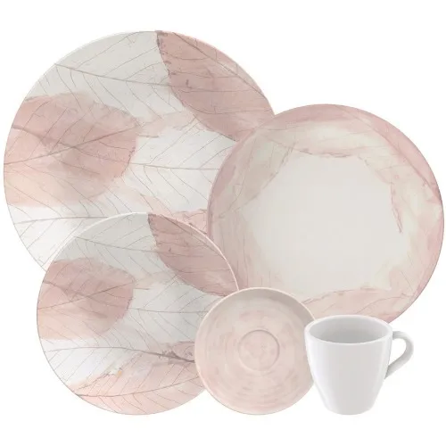 Aparelho de jantar em porcelana decorada 20 peças - Rose