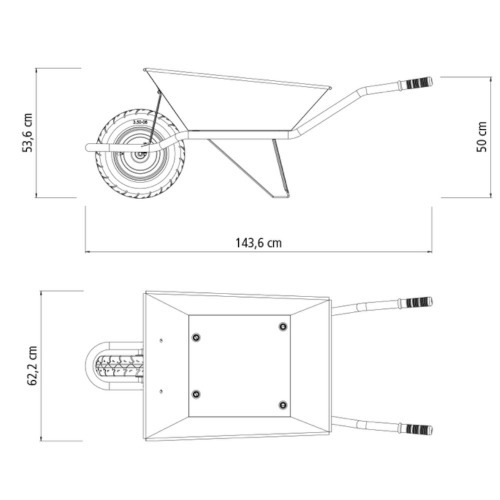 Carrinho de mão extraforte com caçamba metálica cinza 65 L Carrinho de mão extraforte com caçamba metálica cinza 65 L