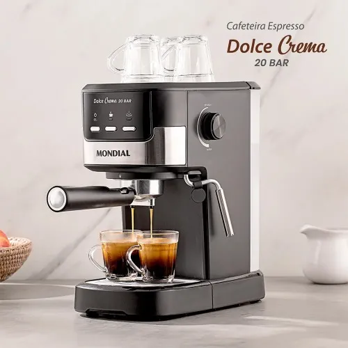 Cafeteira expresso 20 Bar preto e prata - Dolce Crema C-20-EC  220V