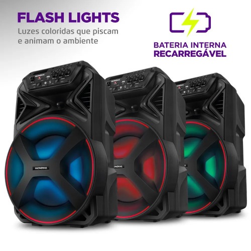 Caixa de som amplificada 250W RMS Bluetooth e FM Connect PartyPlus - CM-250  110V/220V Caixa de som amplificada 250W RMS Bluetooth e FM Connect PartyPlus - CM-250  110V/220V