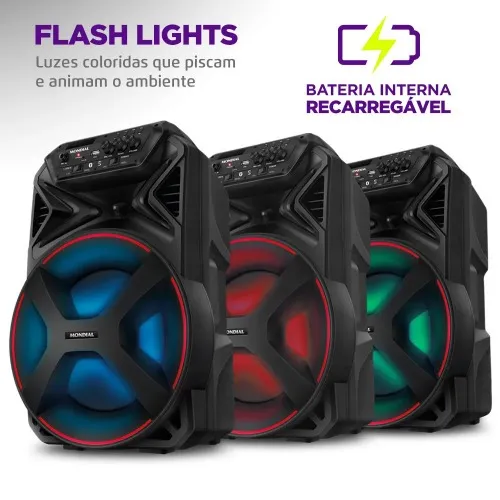 Caixa de som amplificada 250W RMS Bluetooth e FM Connect PartyPlus - CM-250  110V/220V