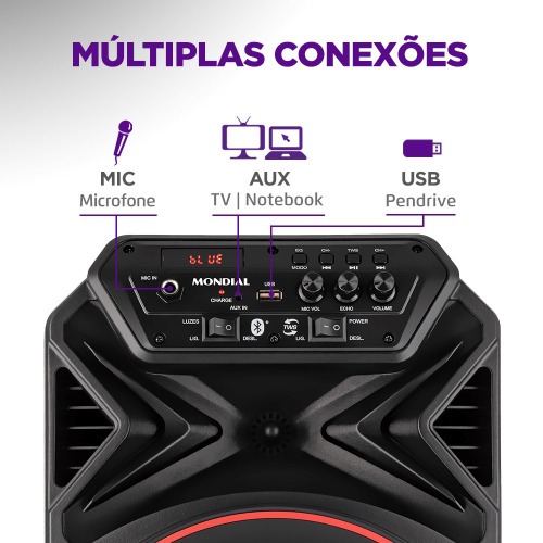 Caixa de som amplificada 250W RMS Bluetooth e FM Connect PartyPlus - CM-250  110V/220V Caixa de som amplificada 250W RMS Bluetooth e FM Connect PartyPlus - CM-250  110V/220V