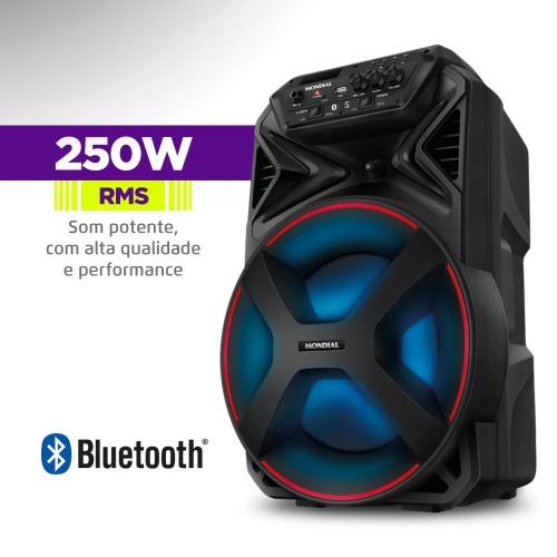 Caixa de som amplificada 250W RMS Bluetooth e FM Connect PartyPlus - CM-250  110V/220V Caixa de som amplificada 250W RMS Bluetooth e FM Connect PartyPlus - CM-250  110V/220V