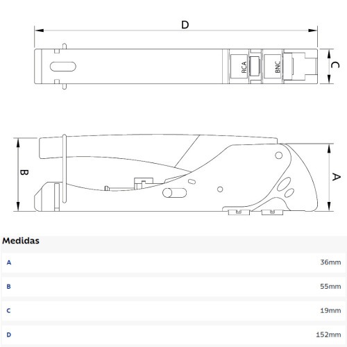 Alicate crimpador para cabos coaxiais 6 Alicate crimpador para cabos coaxiais 6