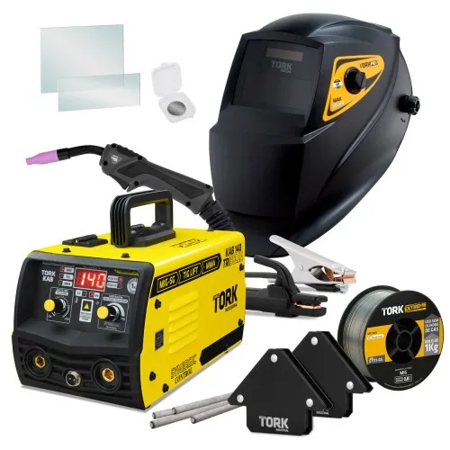 Combo Inversora de solda Mig sem gás Multiprocesso 140A KAB 140 Trisolda + Máscara e Acessórios   110V/220V