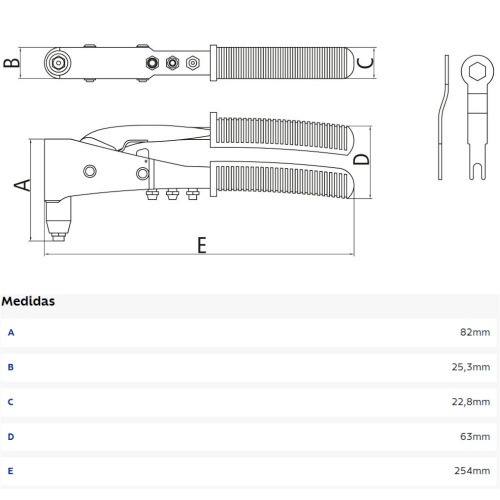 Rebitador manual tipo alicate para rebites de at� 4,8