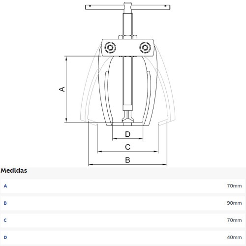 Saca polia mini com 3 garras abertura de 70 mm