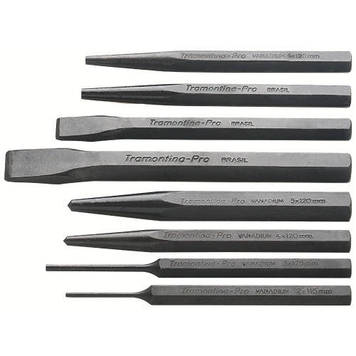 Jogo de talhadeira, puno e saca-pinos com 8 peas