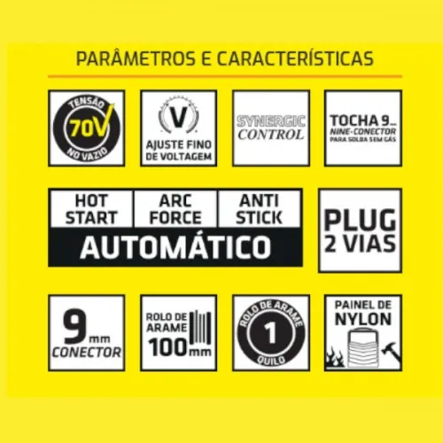 Combo Inversora de solda Mig sem gás Multiprocesso 140A KAB 140 Trisolda + Máscara e Acessórios   110V/220V