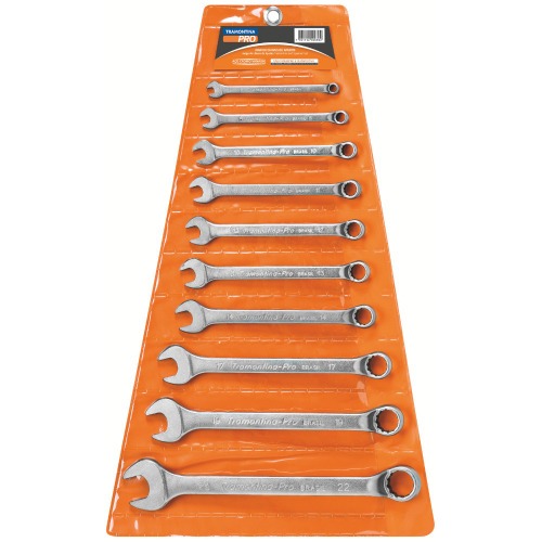 Jogo de chave combinada 6 a 22 mm ao cromo vandio com 10 peas