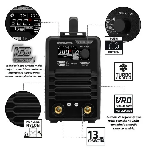 Inversora de solda 300A para eletrodo revestido e tig - TOUCH 300 MMA PULSE  220V