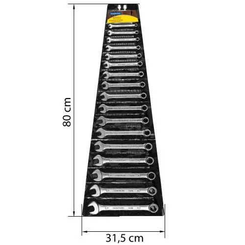 Jogo de chave combinada 6 a 22 mm em aço especial com 17 peças