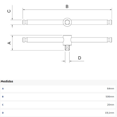 Cabo T a�o cromo van�dio 20