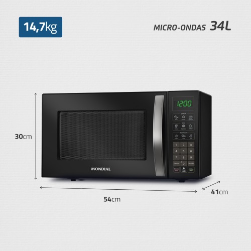 Micro-ondas 34 litros 1400W 10 níveis de potência - MO-02-34-B  110V Micro-ondas 34 litros 1400W 10 níveis de potência - MO-02-34-B  110V