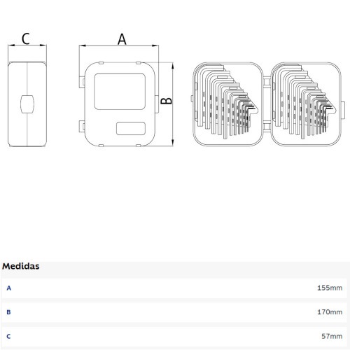 Jogo de chave allen 1,5 a 10 mm - 1/16 a 3/8