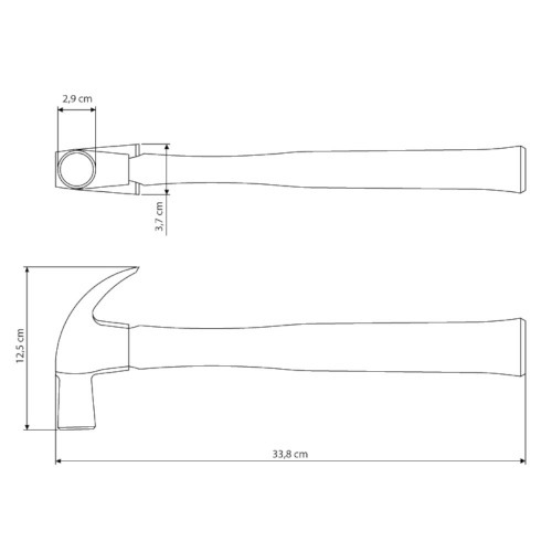 Martelo unha de 29 mm com cabo Martelo unha de 29 mm com cabo