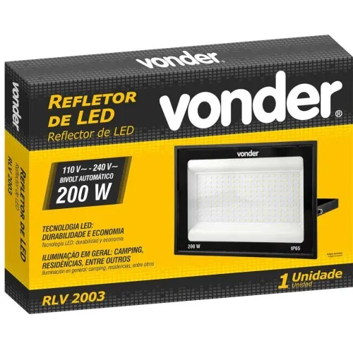 Refletor LED 200W 14.500 lúmens 6500K luz branca   110V/220V