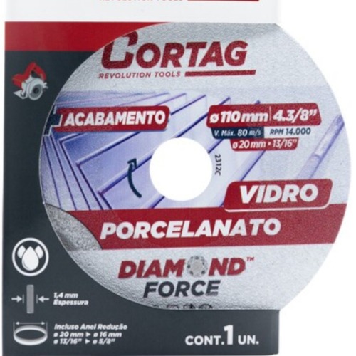 Disco diamantado para porcelanto e vidro 110mm - 62796
