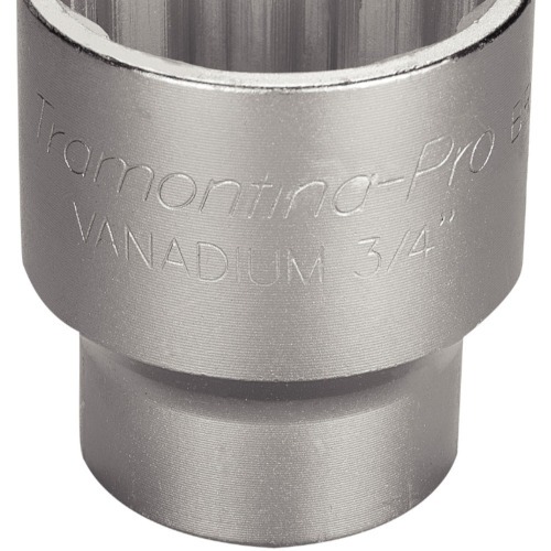 Soquete estriado em ao cromo vandio 46 mm encaixe 3/4