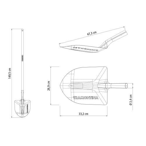 Pá de bico com cabo de 120 cm Pá de bico com cabo de 120 cm