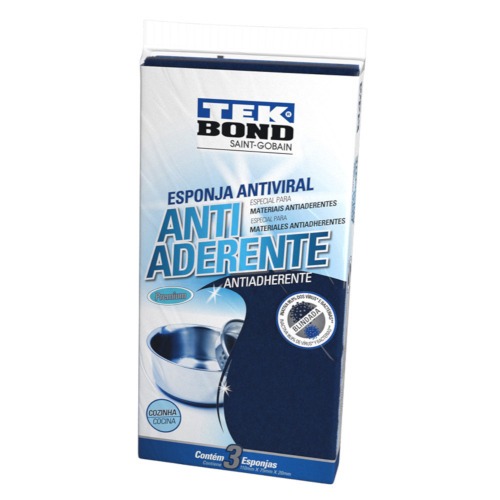 Esponja multiuso antiaderente dupla face azul 3 peças Esponja multiuso antiaderente dupla face azul 3 peças