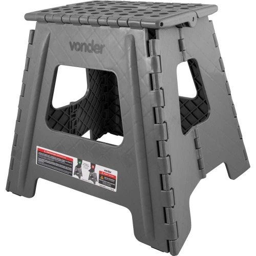 Banqueta plástica dobrável cinza 360 mm Banqueta plástica dobrável cinza 360 mm