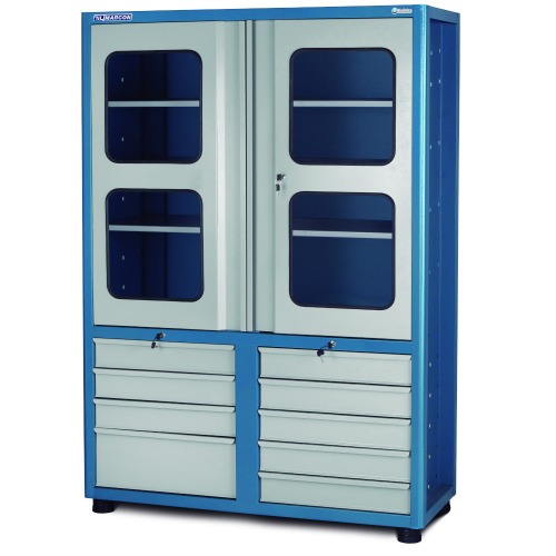 Armrio para ferramentas com 3 prateleiras e portas de vidro - AM-70 