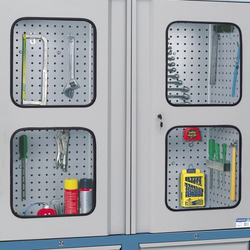 Armário para ferramentas com 3 prateleiras 9 gavetas e portas de vidro - AM-69 Armário para ferramentas com 3 prateleiras 9 gavetas e portas de vidro - AM-69
