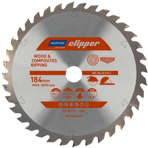 Disco de serra para madeira 184 x 20 mm 36 dentes - Clipper