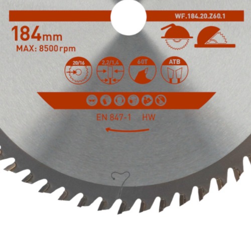 Disco de serra para madeira 184 x 20 mm 60 dentes - Clipper