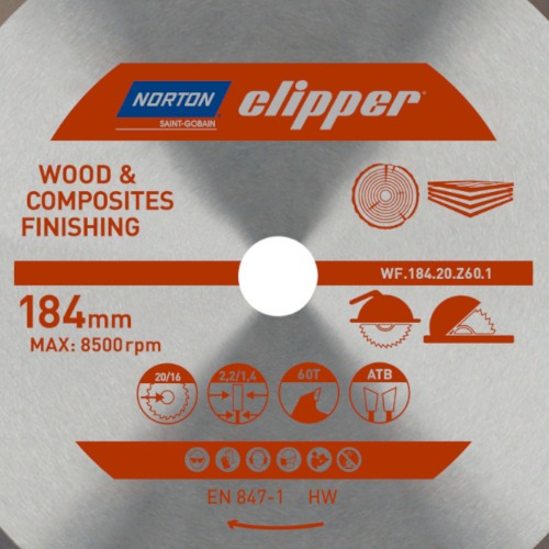 Disco de serra para madeira 184 x 20 mm 60 dentes - Clipper