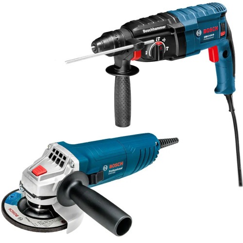 Combo Martelete Perfurador Rompedor 820W 2,7J GBH 2-24D + Esmerilhadeira angular 4.1/2 Combo Martelete Perfurador Rompedor 820W 2,7J GBH 2-24D + Esmerilhadeira angular 4.1/2