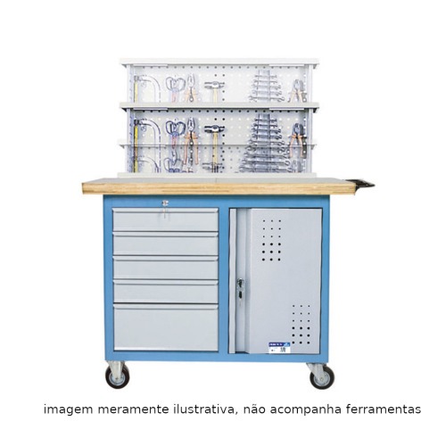 Bancada móvel com painel retrátil 5 gavetas e 1 prateleira - 2002 Bancada móvel com painel retrátil 5 gavetas e 1 prateleira - 2002