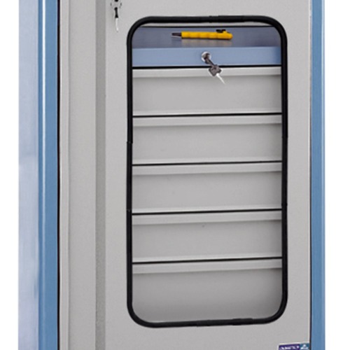 Armrio com 5 gavetas chapa perfurada e porta em vidro - AM-41