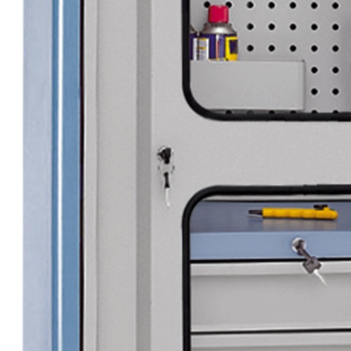 Armrio com 5 gavetas chapa perfurada e porta em vidro - AM-41