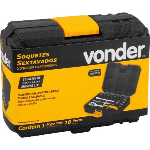 Jogo de soquete sextavado 4 mm a 13 mm encaixe 1/4