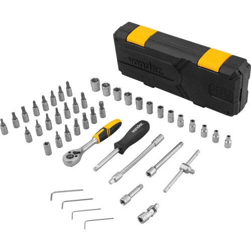 Jogo de soquete sextavado e ponteira 4 mm a 14 mm encaixe 1/4