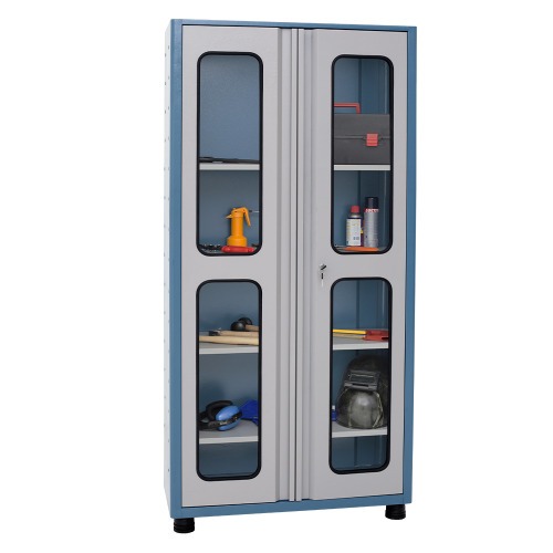 Armário para ferramentas com 4 prateleiras e portas de vidro - AM-72 Armário para ferramentas com 4 prateleiras e portas de vidro - AM-72
