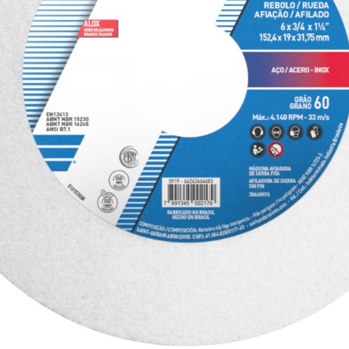 Rebolo reto para metal duro 6