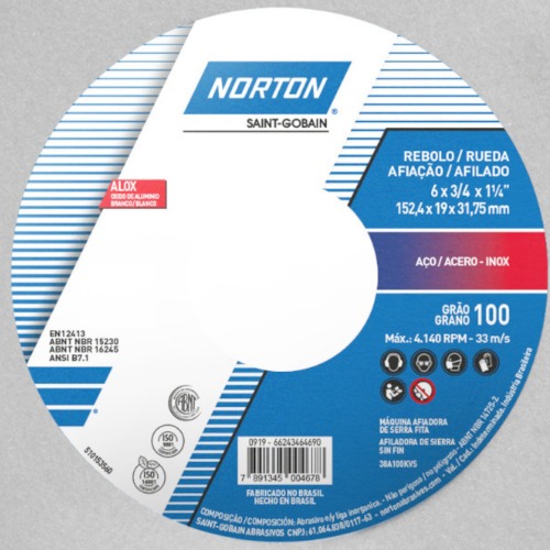 Rebolo reto para metal duro 6 Rebolo reto para metal duro 6
