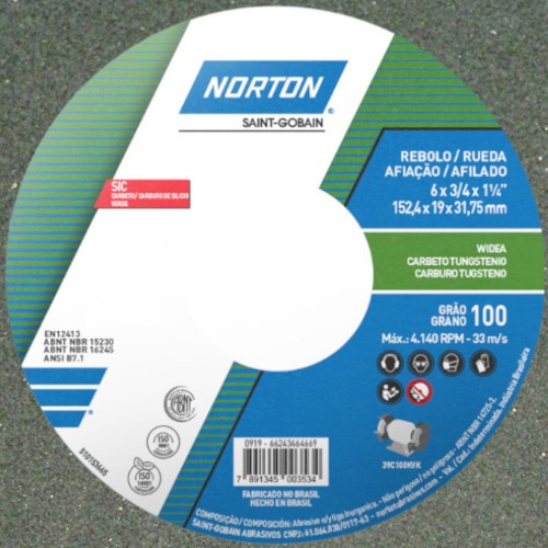 Rebolo reto para metal duro 6 Rebolo reto para metal duro 6