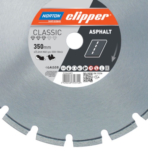 Disco diamantado segmentado 350 x 25,4 mm para asfalto - Clipper Classic Asphalt