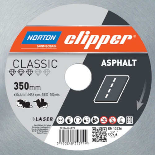 Disco diamantado segmentado 350 x 25,4 mm para asfalto - Clipper Classic Asphalt