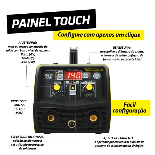 Combo Inversora de solda Mig sem gs Multiprocesso 140A KAB 140 Trisolda + Mscara e Acessrios  220V