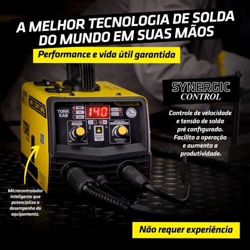 Combo Inversora de solda Mig sem gs Multiprocesso 140A KAB 140 Trisolda + Mscara e Acessrios  220V