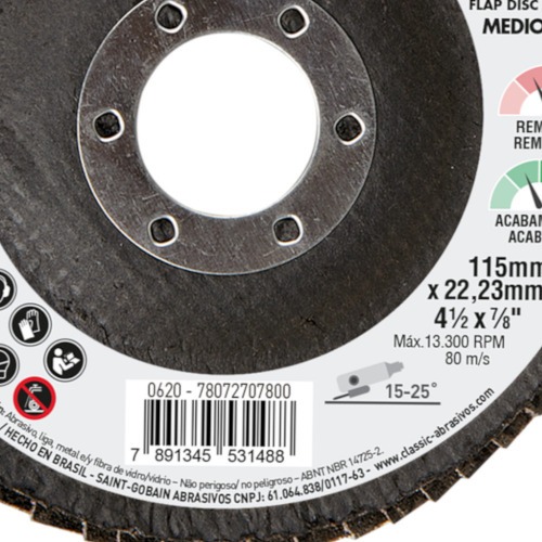 Disco de lixa flap disc 4.1/2 x 7/8