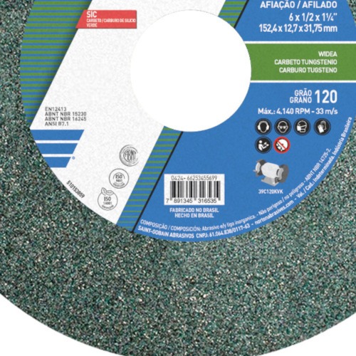 Rebolo reto para metal duro 6 x 1/2 x 1,1/4
