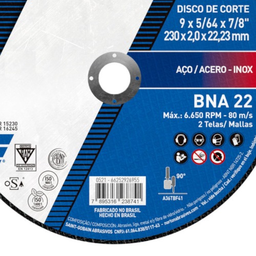 Disco de corte para inox 9 Disco de corte para inox 9