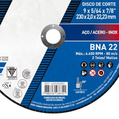 Disco de corte para inox 9