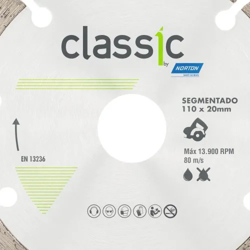 Disco diamantado segmentado 110 x 20 mm para concreto - Classic